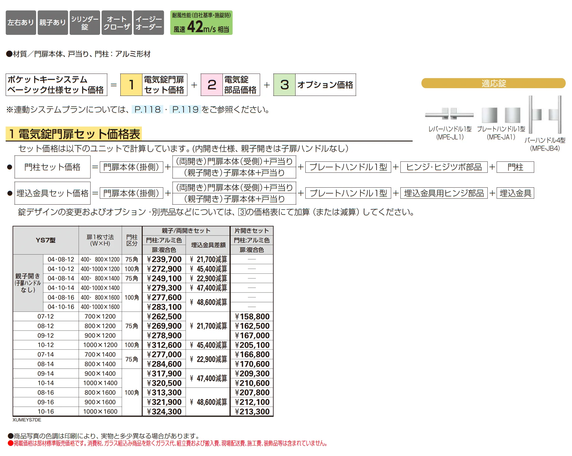 〔ポケットキーシステム〕電気錠付 ルシアス 門扉 YS7型_価格_1