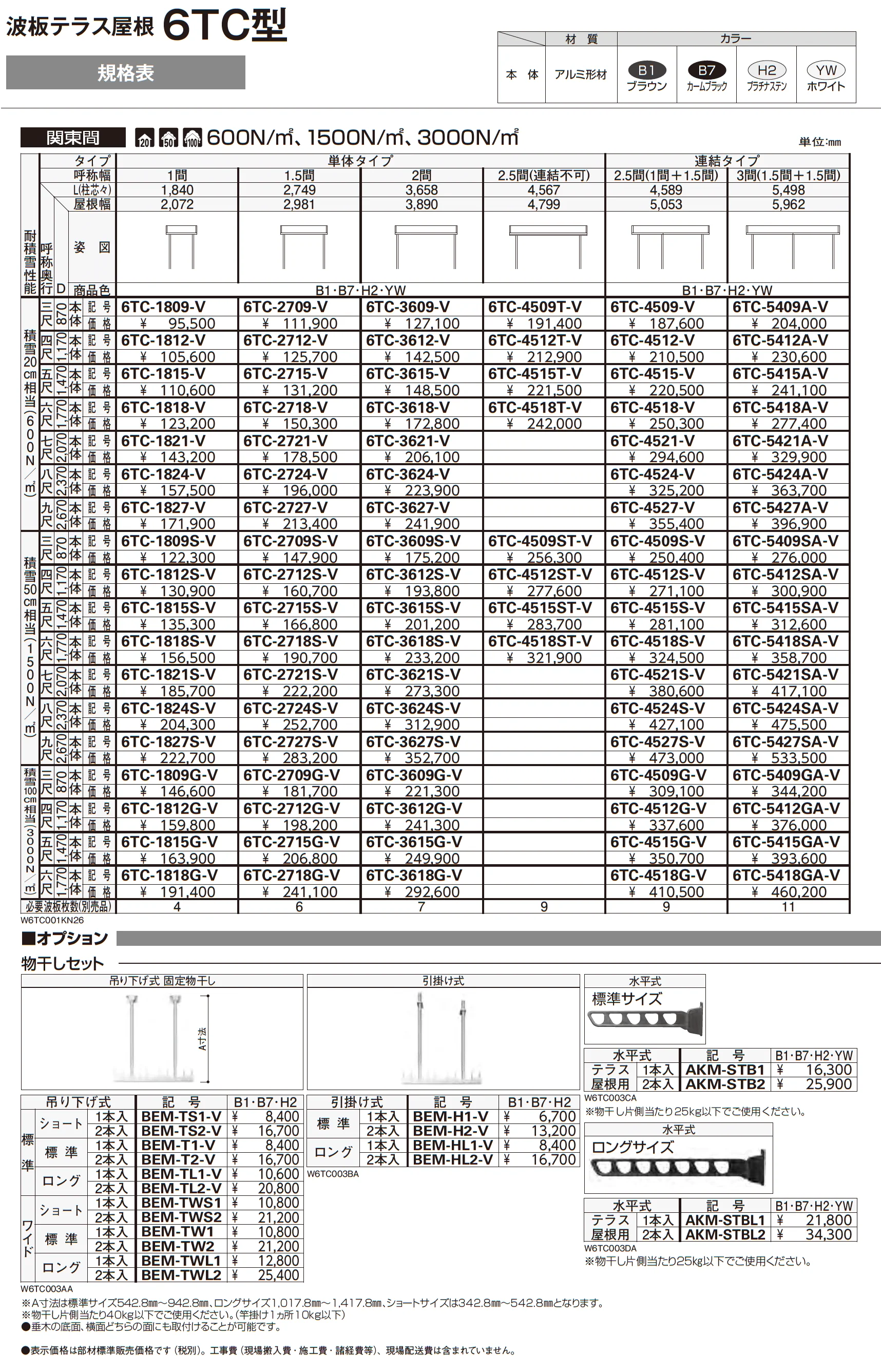 波板テラス屋根 6TC型_価格_1