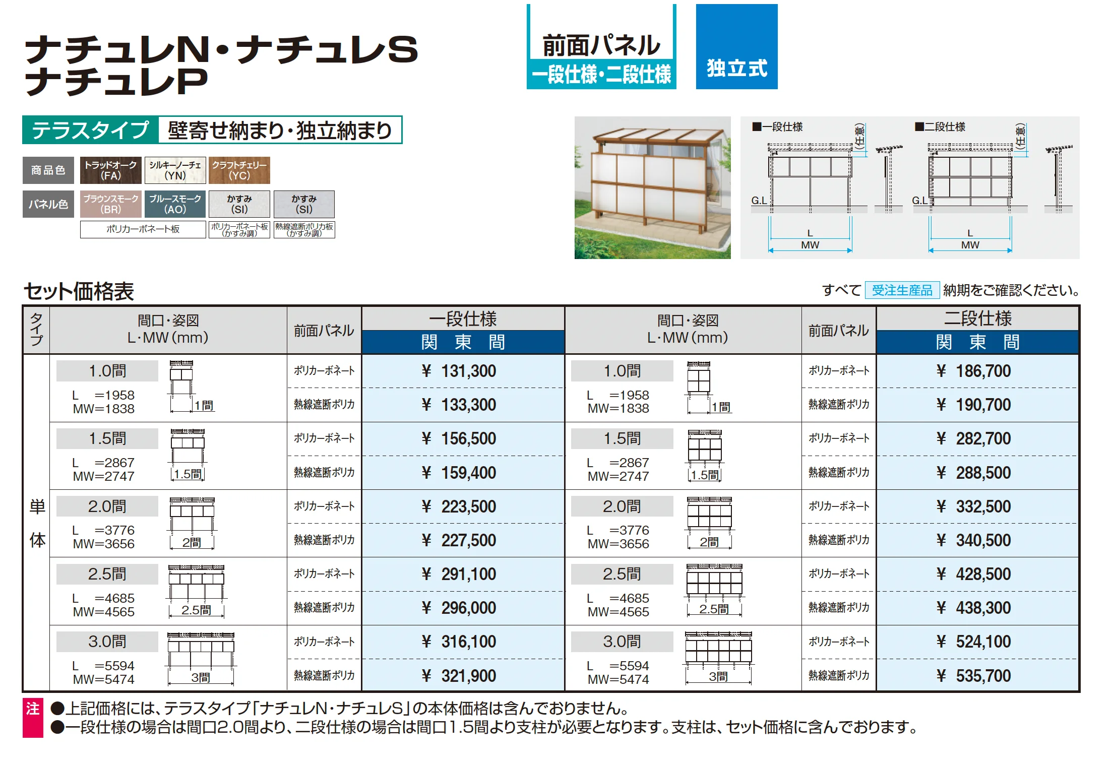 ナチュレN(NY型 600タイプ テラスタイプ/壁寄せ納まり)_価格_2