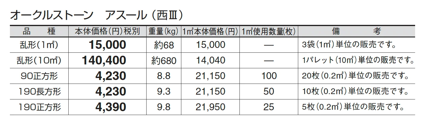 オークルストーン アスール_価格_5