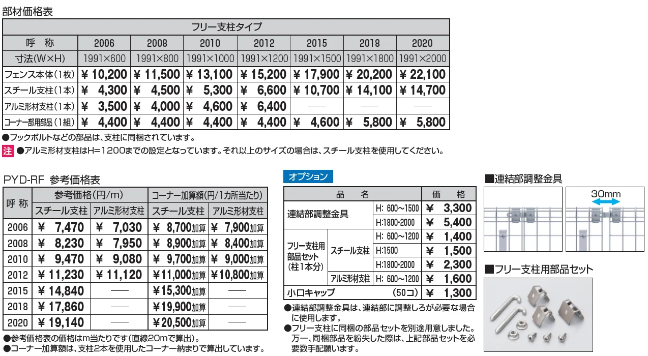 ユメッシュR型フェンス フリー支柱タイプ_価格_1