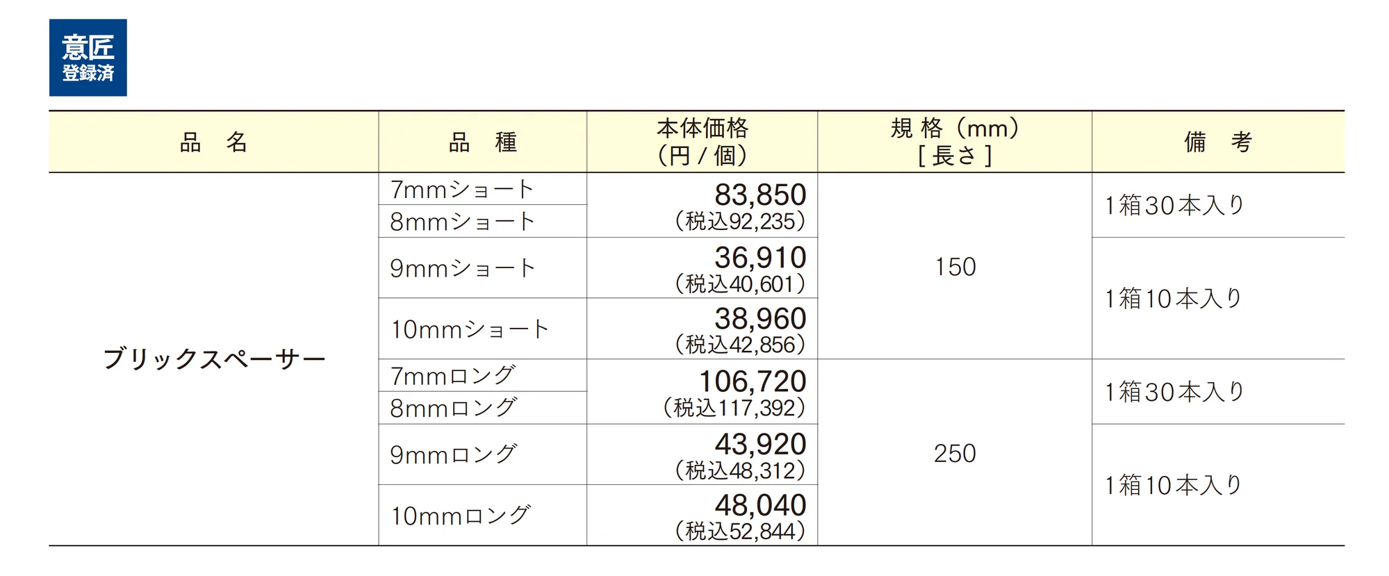 ブリックスペーサー_価格_1