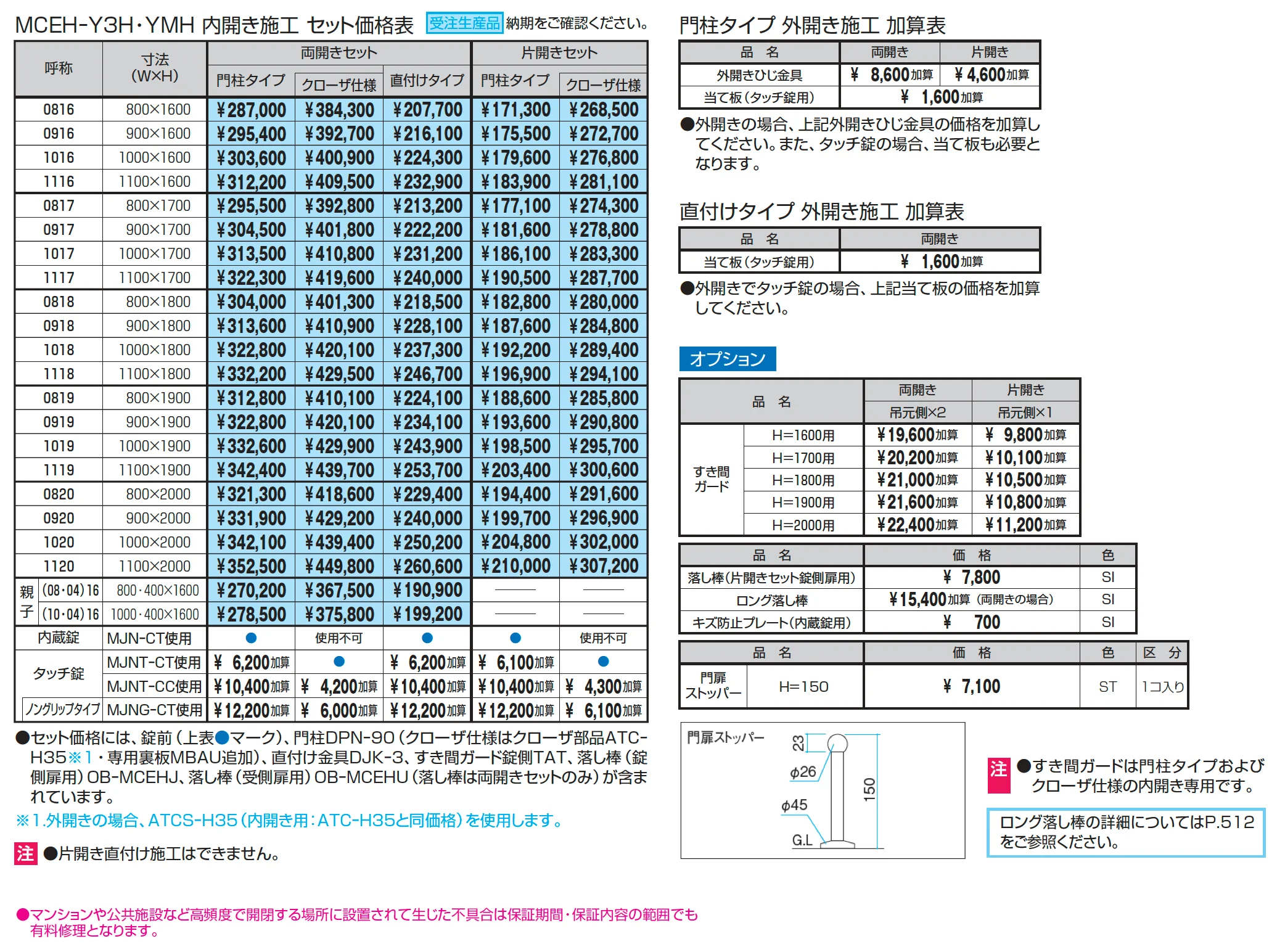レジリアハイタイプY3型(H型：内蔵錠・タッチ錠)【2025年版】_価格_1