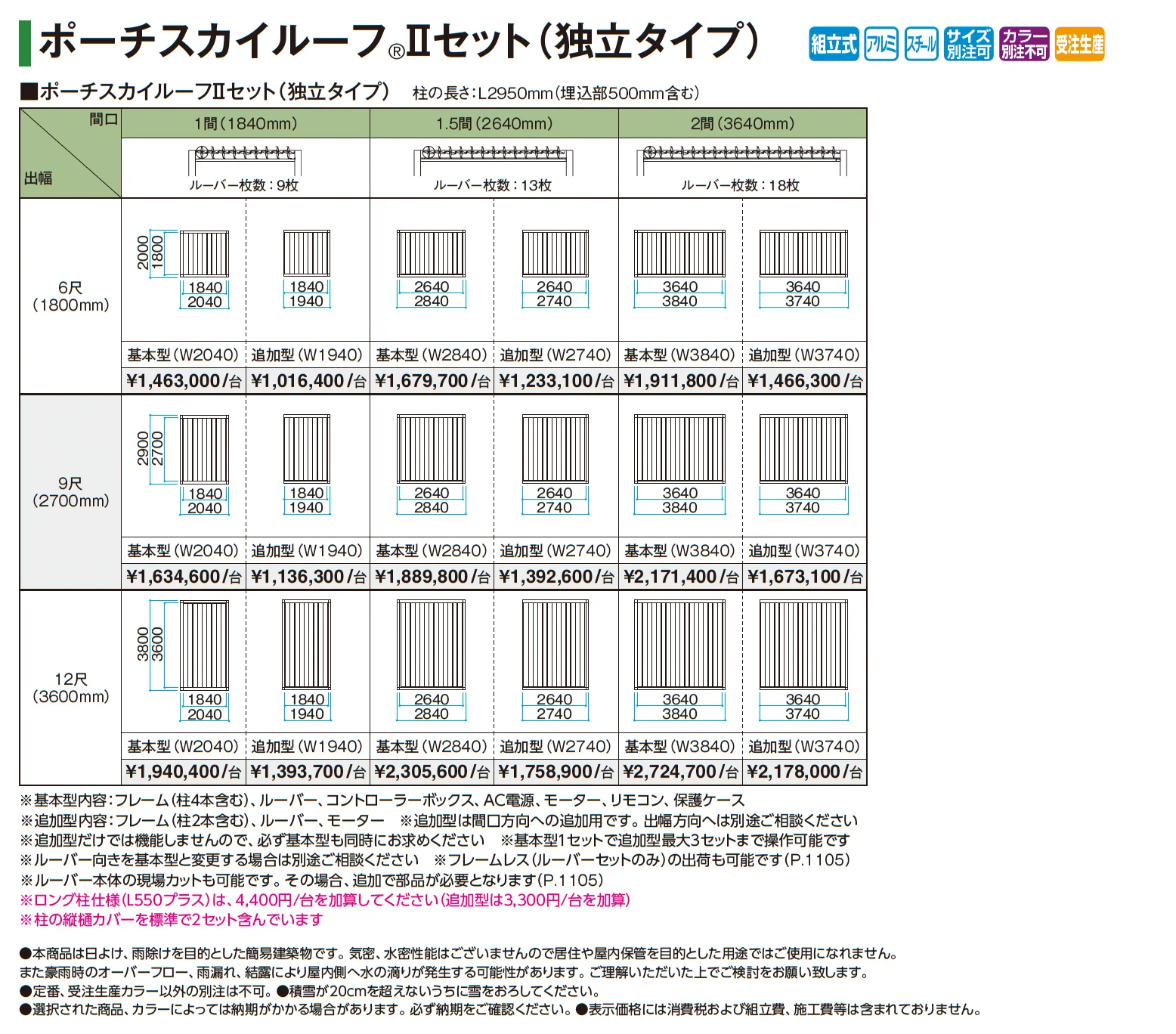 ポーチスカイルーフ®︎Ⅱセット(独立タイプ)_価格_1