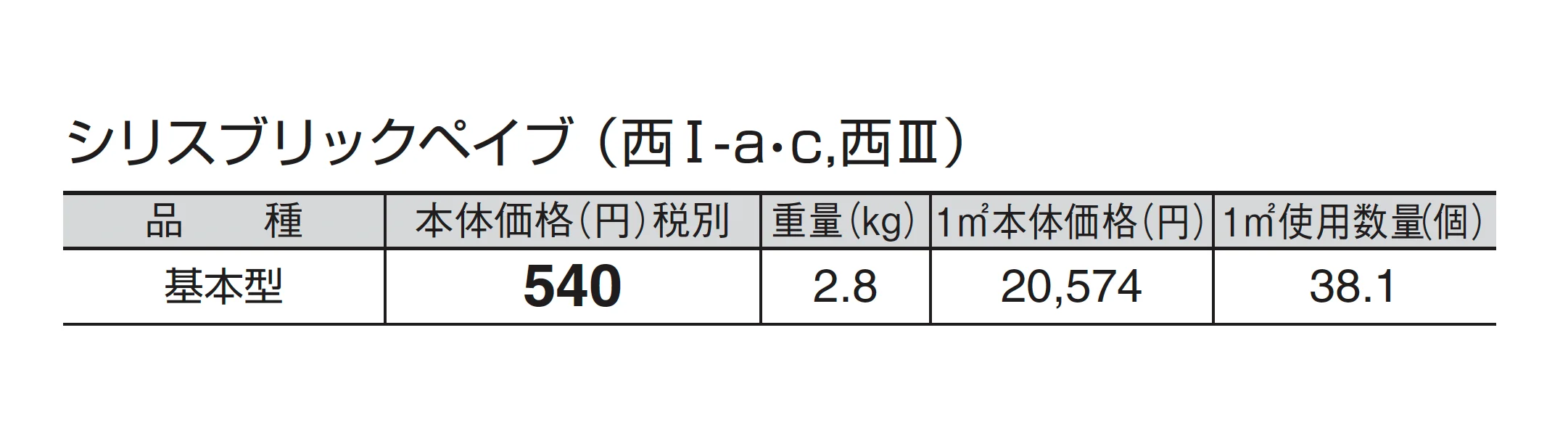 シリスブリックペイブ_価格_3
