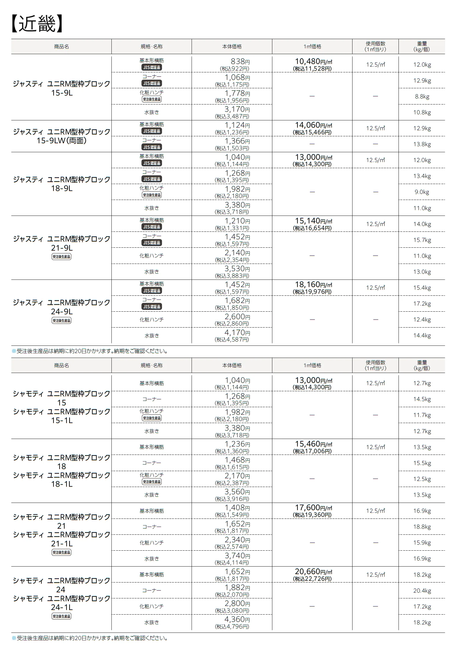 ユニRM 型枠ブロック®︎_価格_5