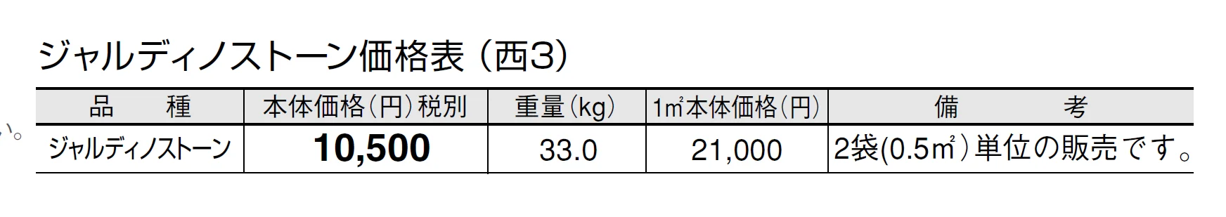 ジャルディノ ストーン【2024年版】_価格_5