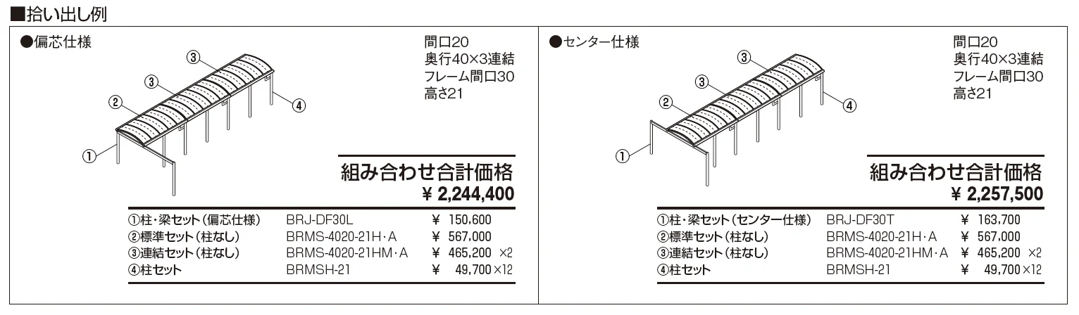 ブレラウェイS 柱位置自在仕様 両支持タイプ 積雪地域型 基本ユニット/傾斜基本ユニット【2025年10月価格改訂版】_価格_2