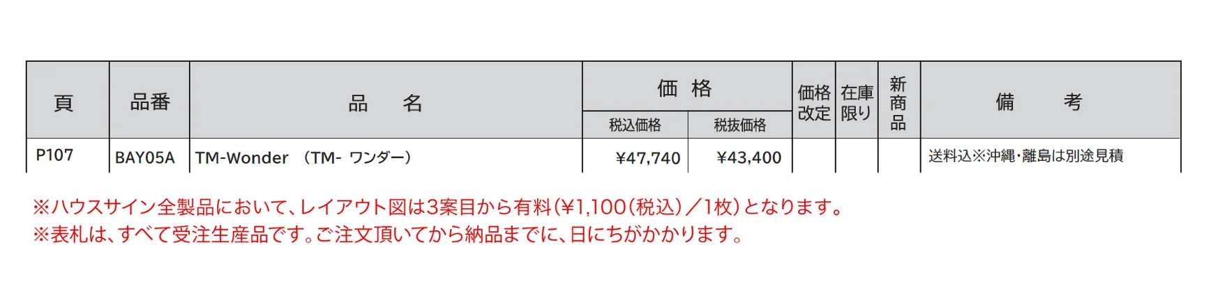 ハウスサイン TM-ワンダー_価格_1