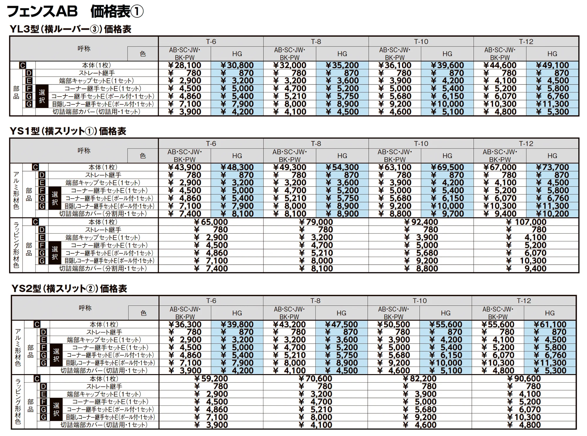 フェンスAB 多段柱(3段柱)_価格_5