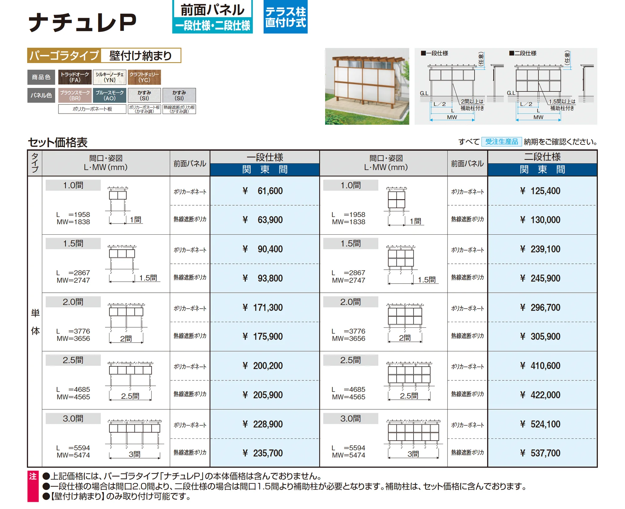 ナチュレP(PN型 1500タイプ パーゴラタイプ/壁付け納まり)_価格_2