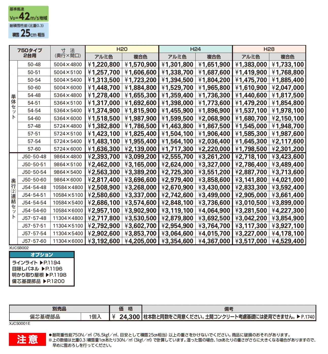 ルシアス カーポート 750タイプ 2台用 (単体/奥行連結)【2025年版】【廃番】_価格_1