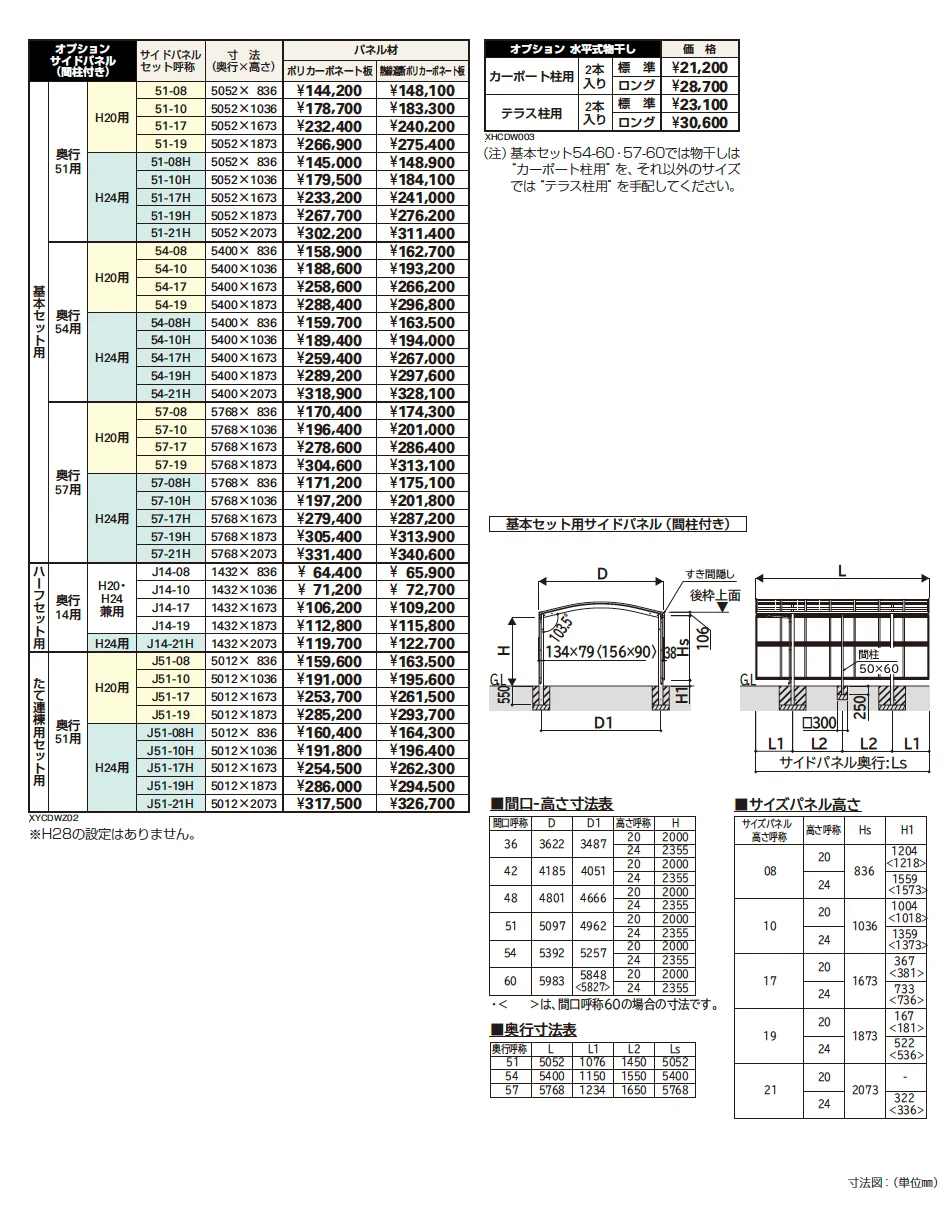 YKK AP アリュース ツインZ 750タイプ／アリュース ツイン 600タイプ オプション サイドパネル（2023年版）2