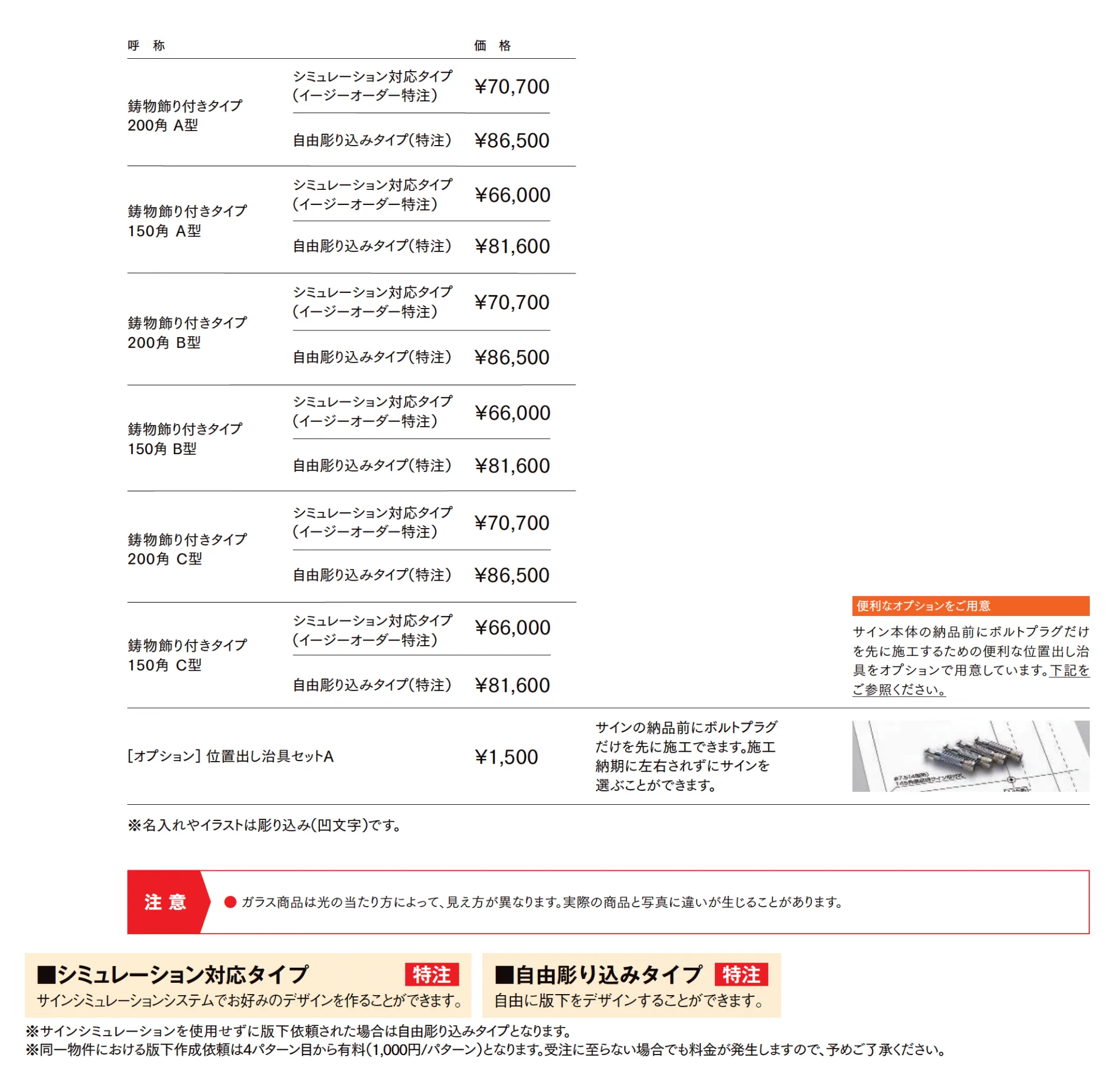ガラスサイン 鋳物飾り付きタイプ【2025年版】_価格_1