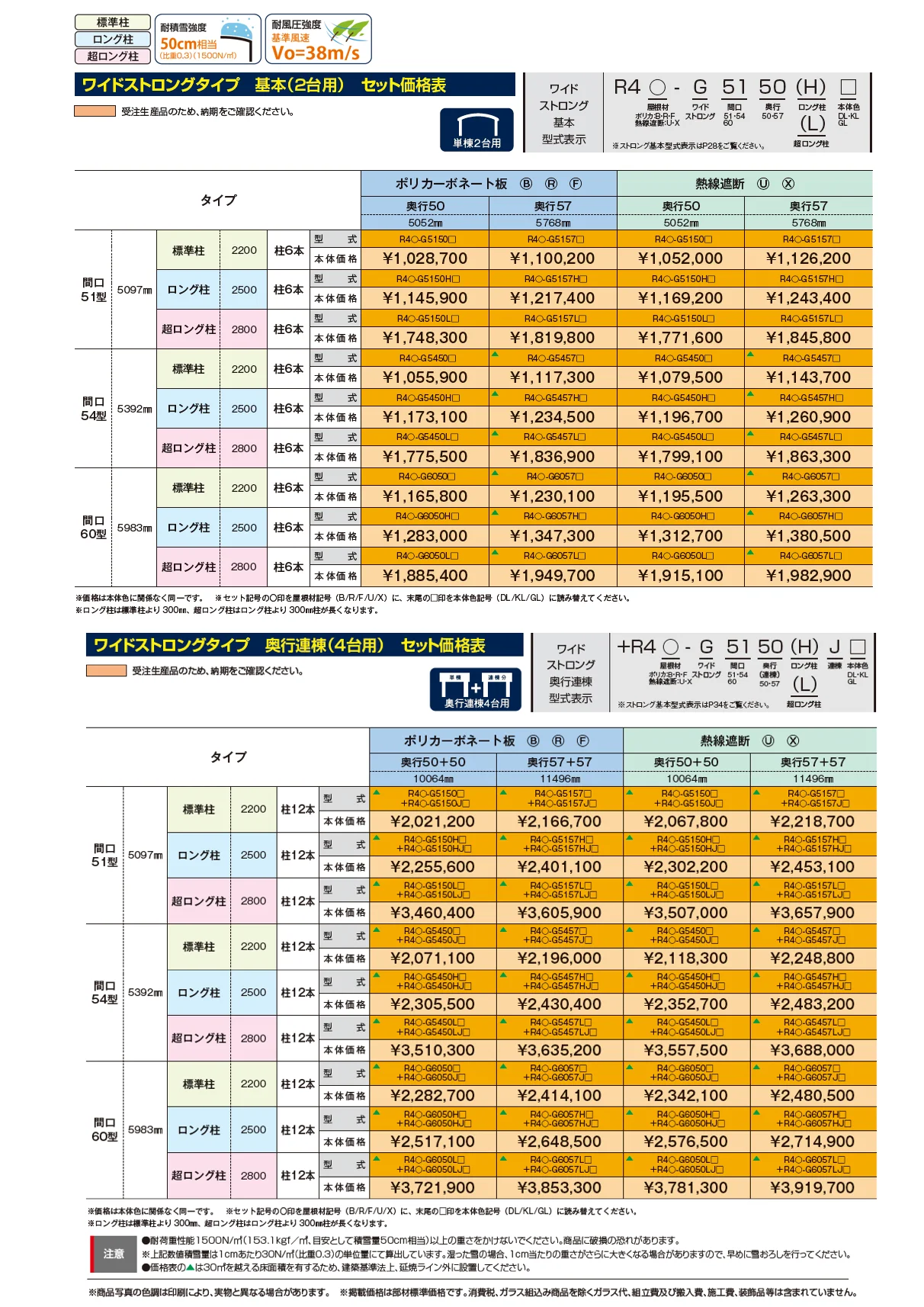 リアルポートⅣ ワイドストロングタイプ カーポート：基本(2台用）・奥行連棟(4台用）【2025年版】_価格_1