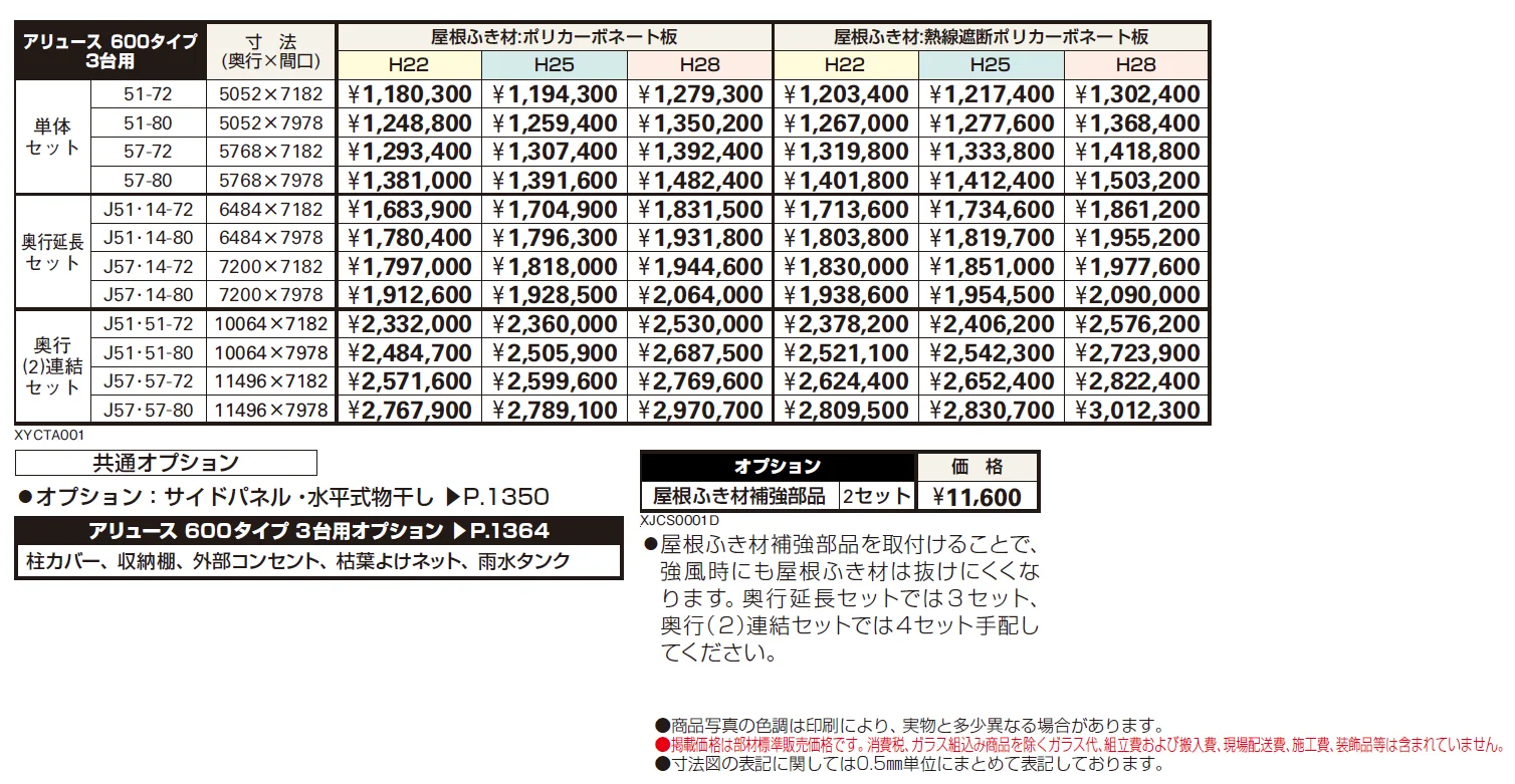 アリュース 600タイプ 3台用 単体セット／奥行延長セット／奥行（2）連結セット【2024年版】_価格_1