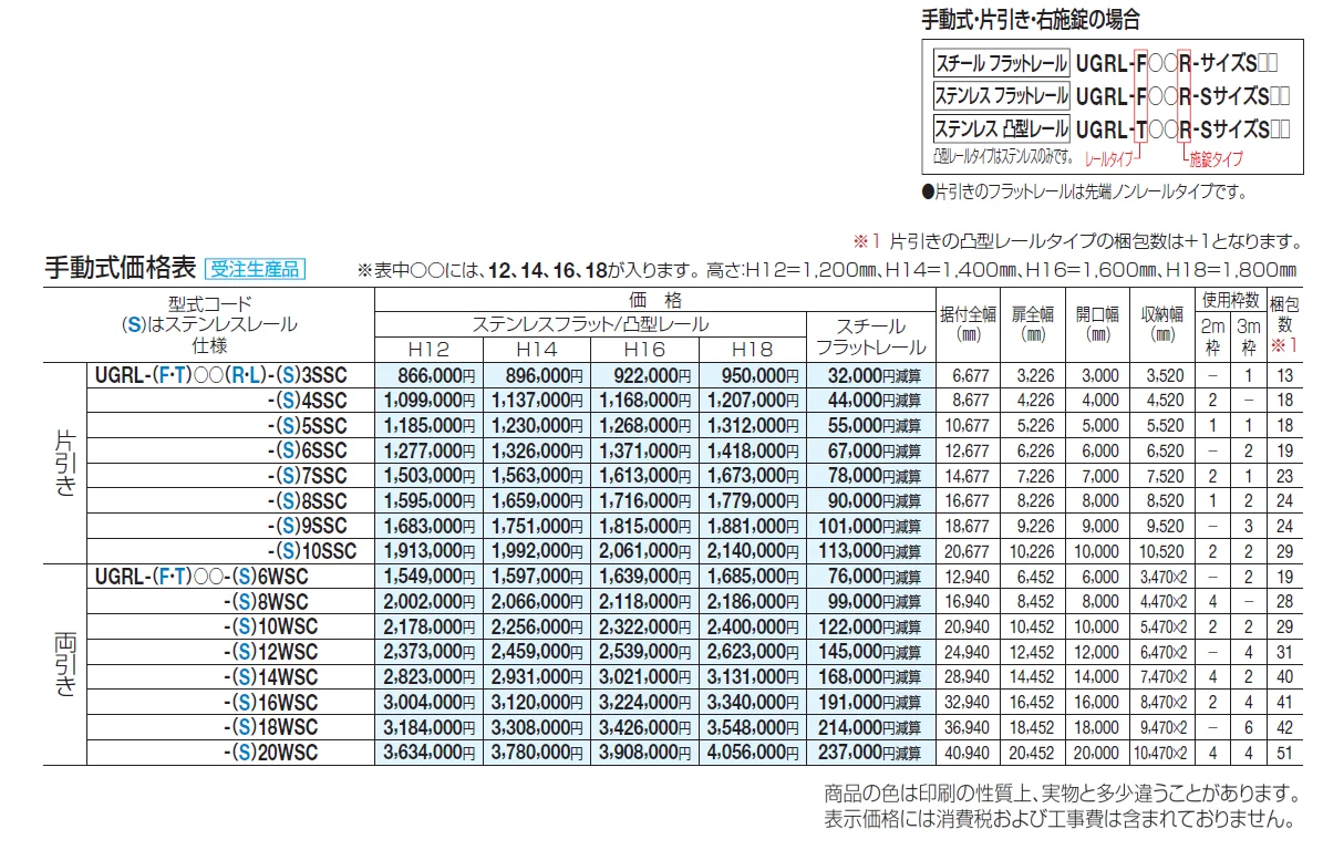 ユニットラインGRL型(手動式)【2024年版】_価格_1