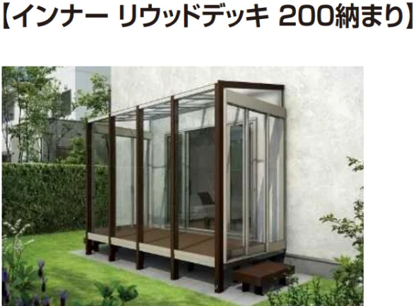 YKK APの「アウタールーフ ガーデンルームタイプ インナーリウッドデッキ納まり・腰壁付 【2022年版】」
