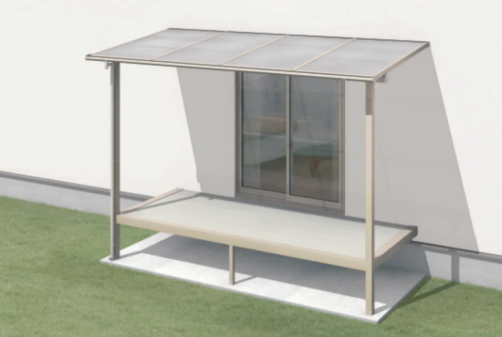 三協アルミの「レボリューA屋根(オルネ ステージタイプ(縁台)用 600タイプ 出幅移動納まり) 【2022年版】」