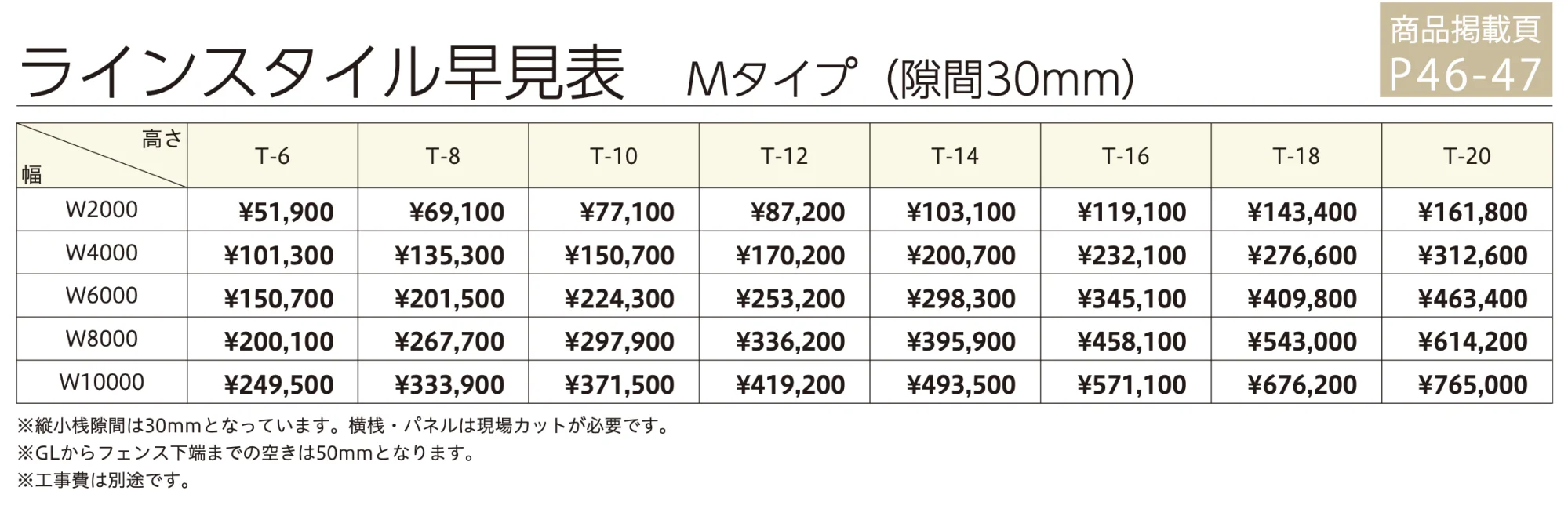 ラインスタイル Mタイプ (隙間30mm) 【2022年版】_価格_4