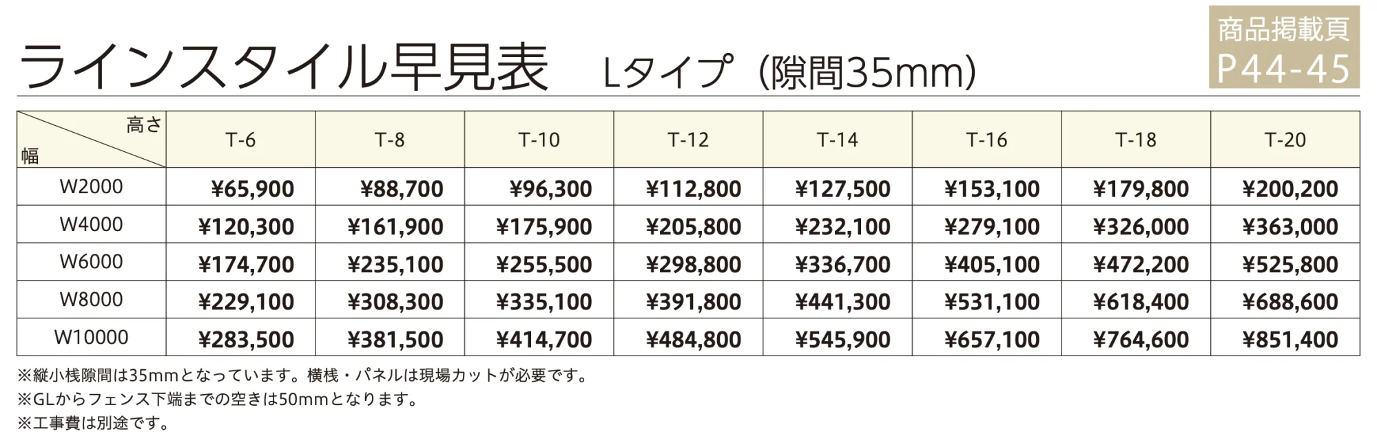 ラインスタイル Lタイプ (隙間35mm) 【2022年版】_価格_4