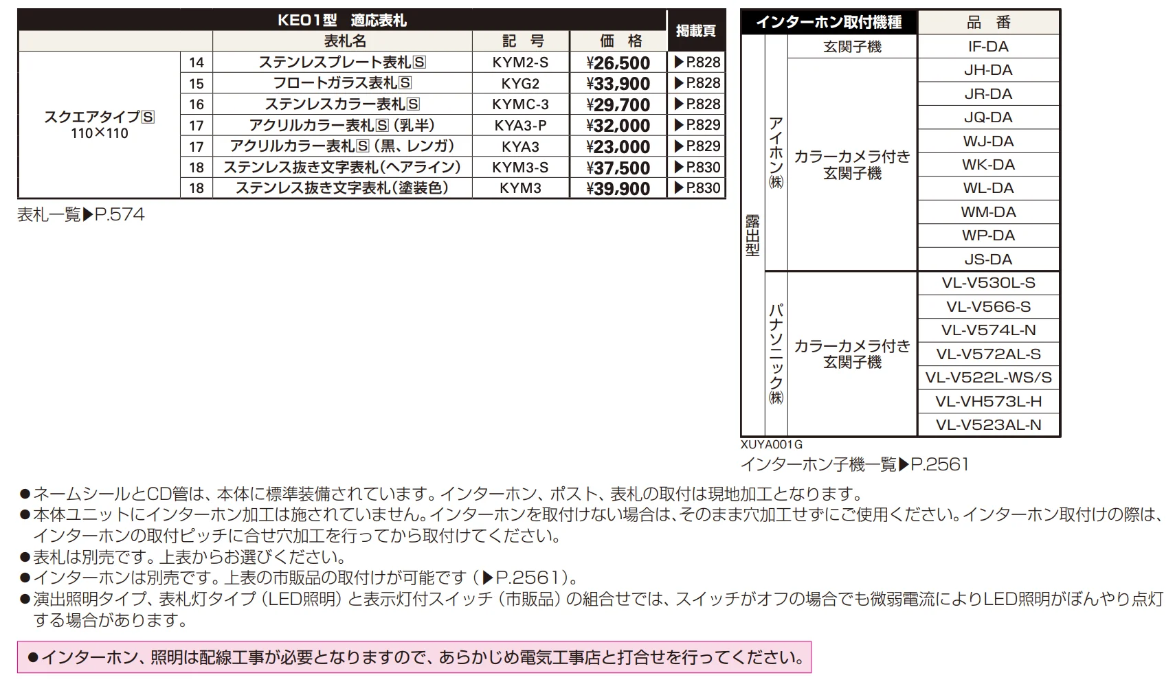 エクステリアポストT9型、T9R（L）型取付用ルシアス ポストユニット KE01型 【2022年版】_価格_1