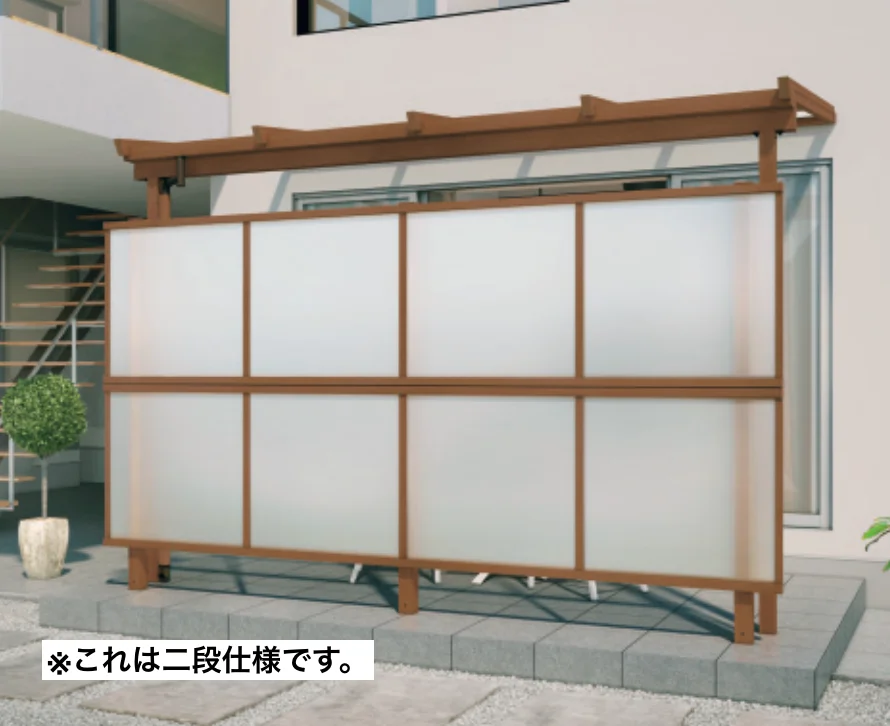 三協アルミの「ナチュレS(前面パネル 一段仕様 独立式 パーゴラタイプ 壁寄せ納まり・独立納まり)【2024年版】」