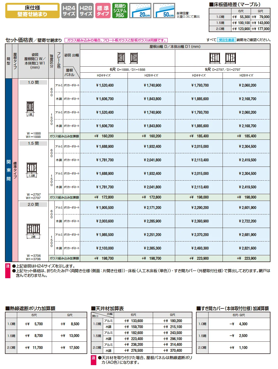 X.スタイル／クロス.スタイル 床仕様 壁寄せ納まり 標準タイプ（ガーデンルーム）【2024年版】_価格_1