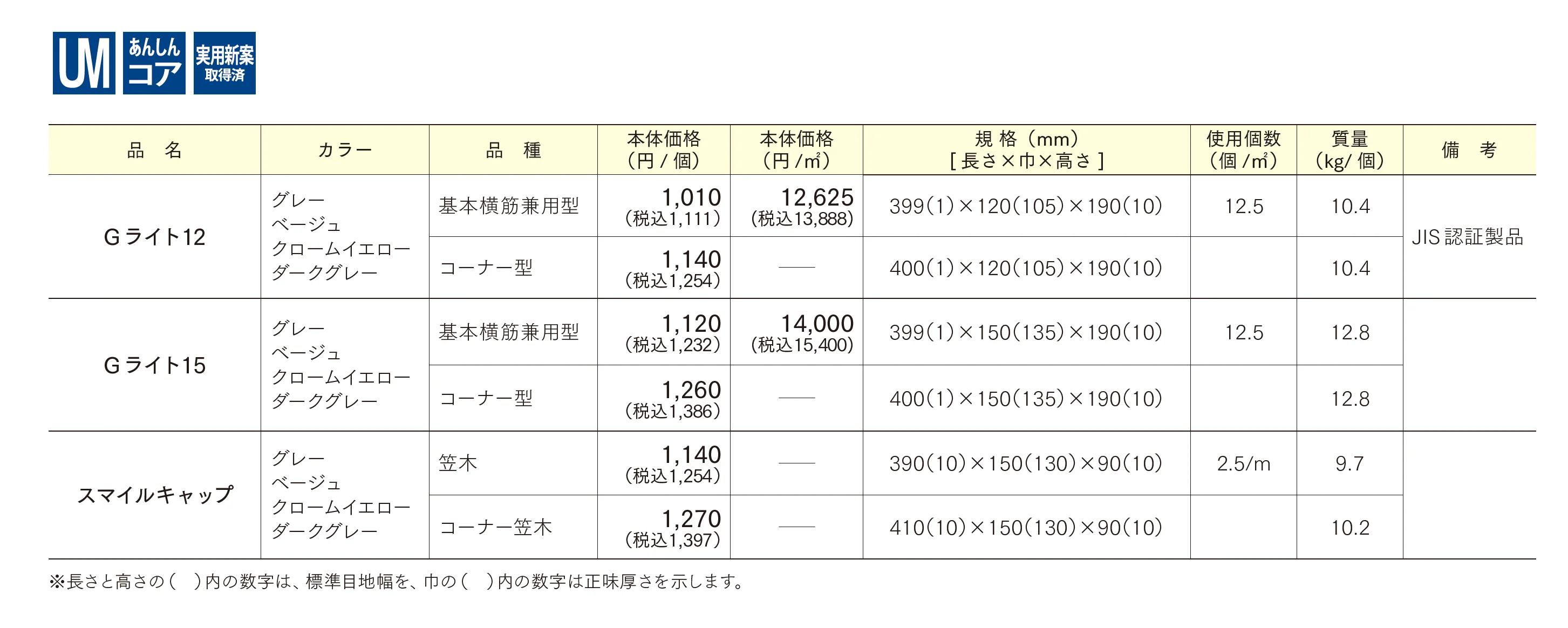Gライト 12/15_価格_1