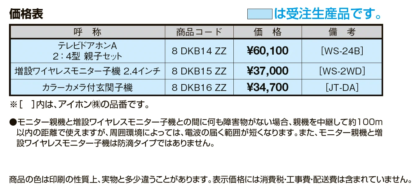 テレビドアホンA２:４型・親子セット【2024年版】_価格_1