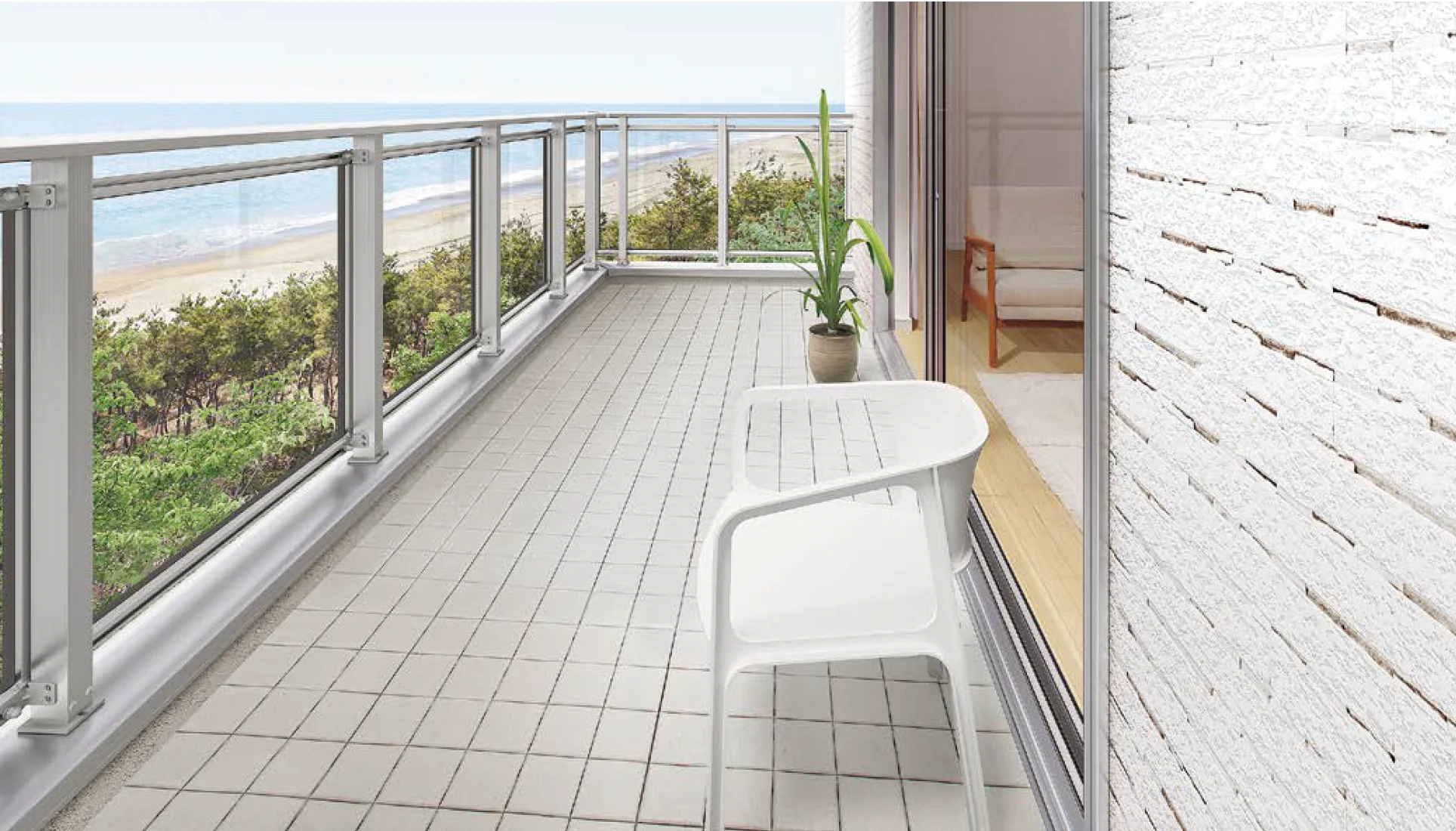 LIXILの「ベランダ手すり モダンパネル(パネルスタイル)」のサブ画像1