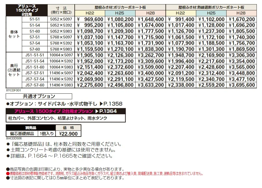 アリュース 1500タイプ 2台用 単体セット／奥行（2）連結セット【2024年版】_価格_1