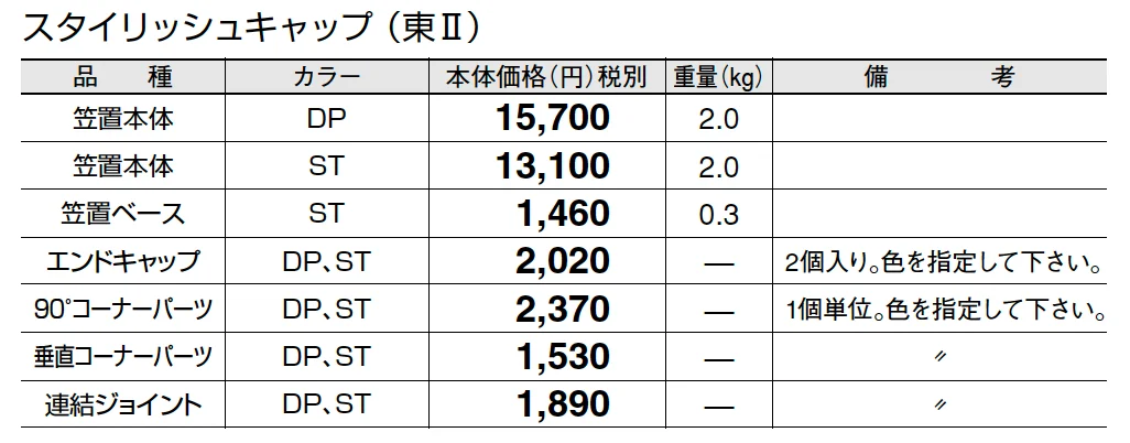 スタイリッシュキャップ【2025年版】【廃番】_価格_2