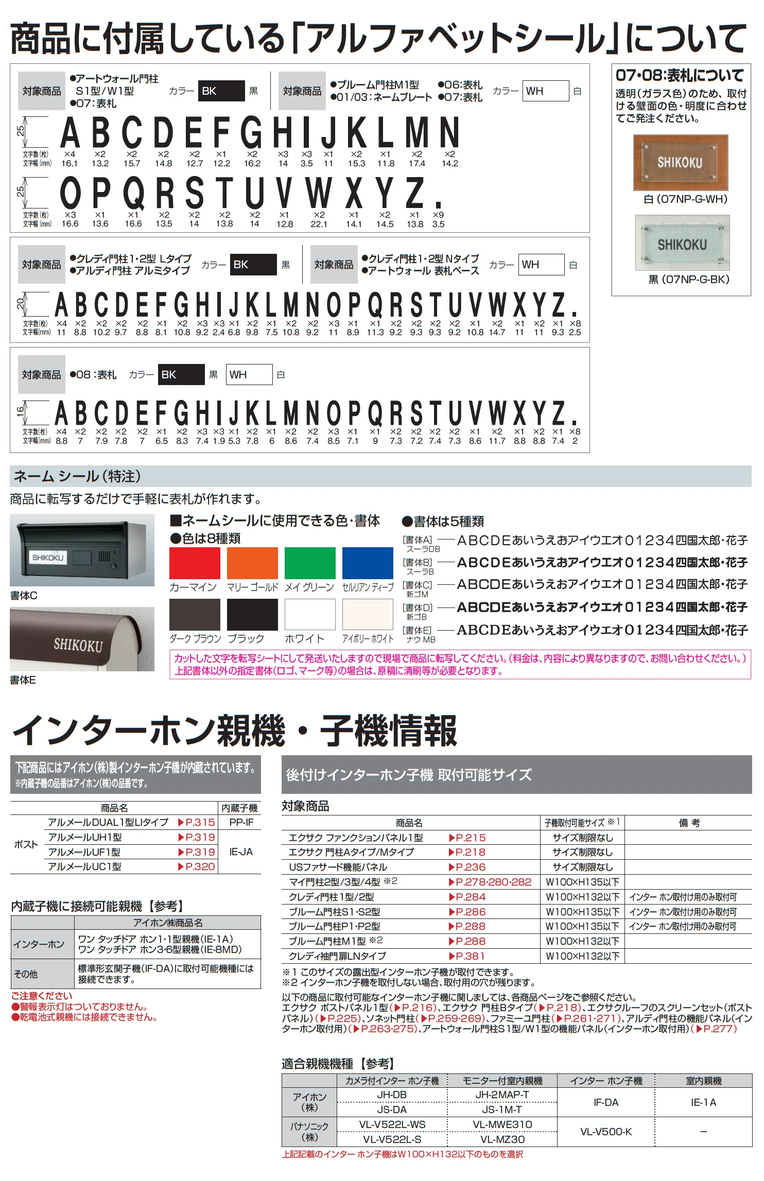 四国化成 ・ネームシール・インターフォン情報1