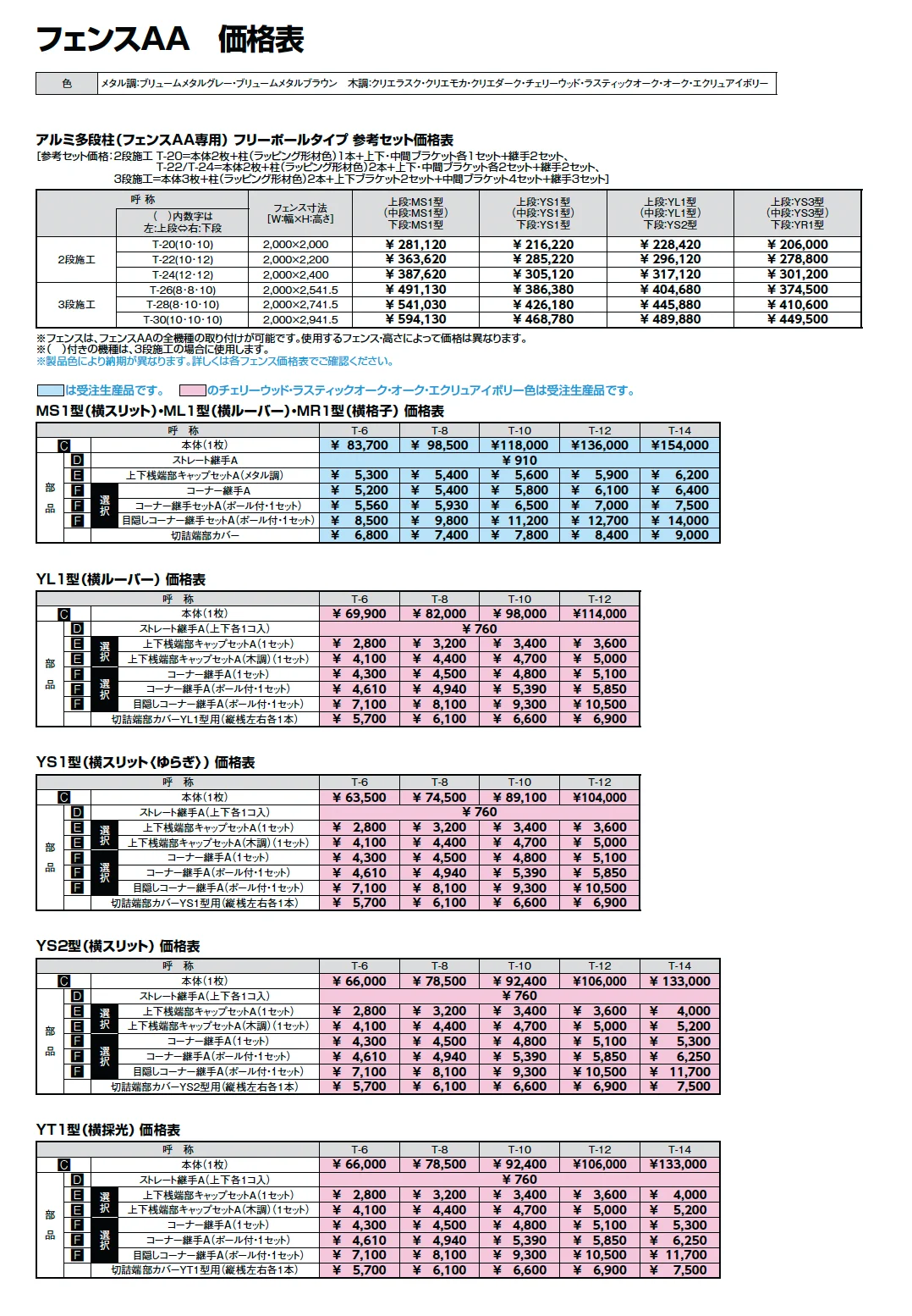 フェンスAA 多段柱(2段柱)【2025年版】_価格_3