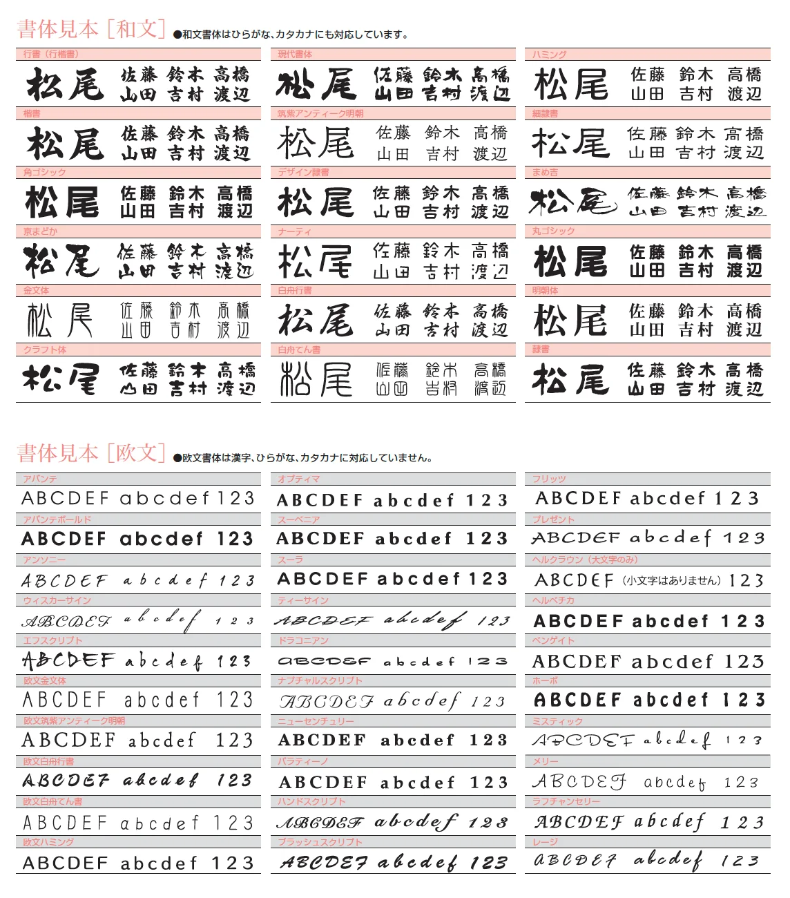 ゆとり 表札 書体見本-21