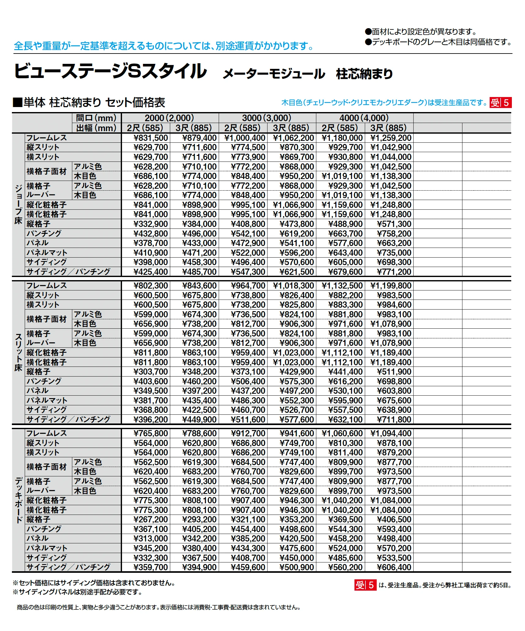 ビューステージ Sスタイル メーターモジュール 柱芯納まり_価格_1