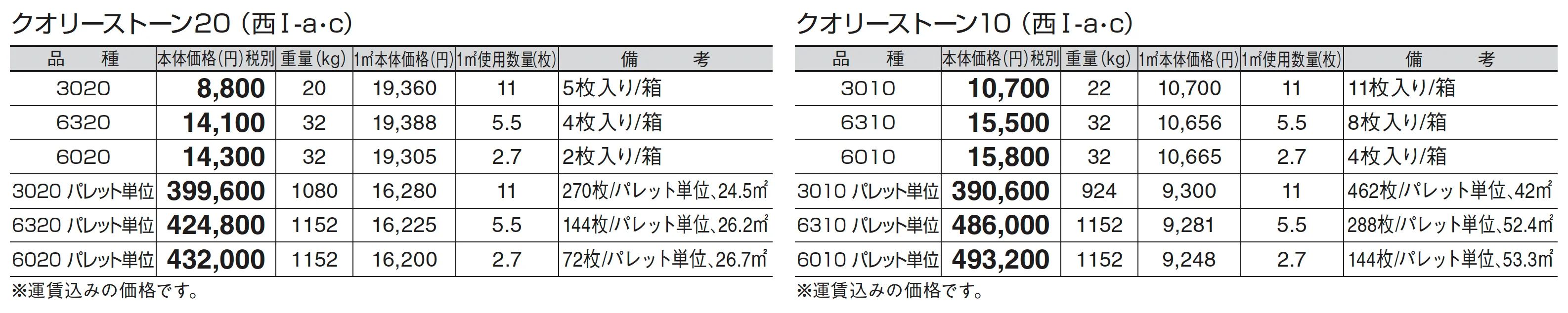 クオリーストーン 20/クオリーストーン 10_価格_3