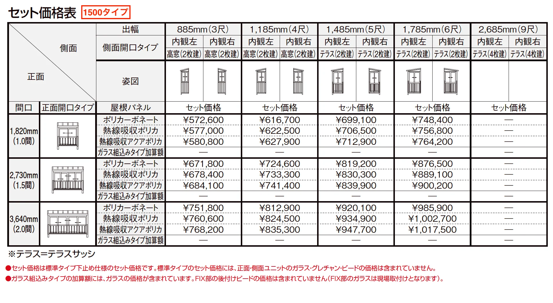 サニージュ F型 アルミバルコニー納まり(屋根置き式)関東間【2023年版】_価格_3