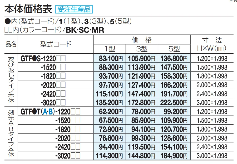 GTF3型(剣先Bタイプ)【2023年版】_価格_2
