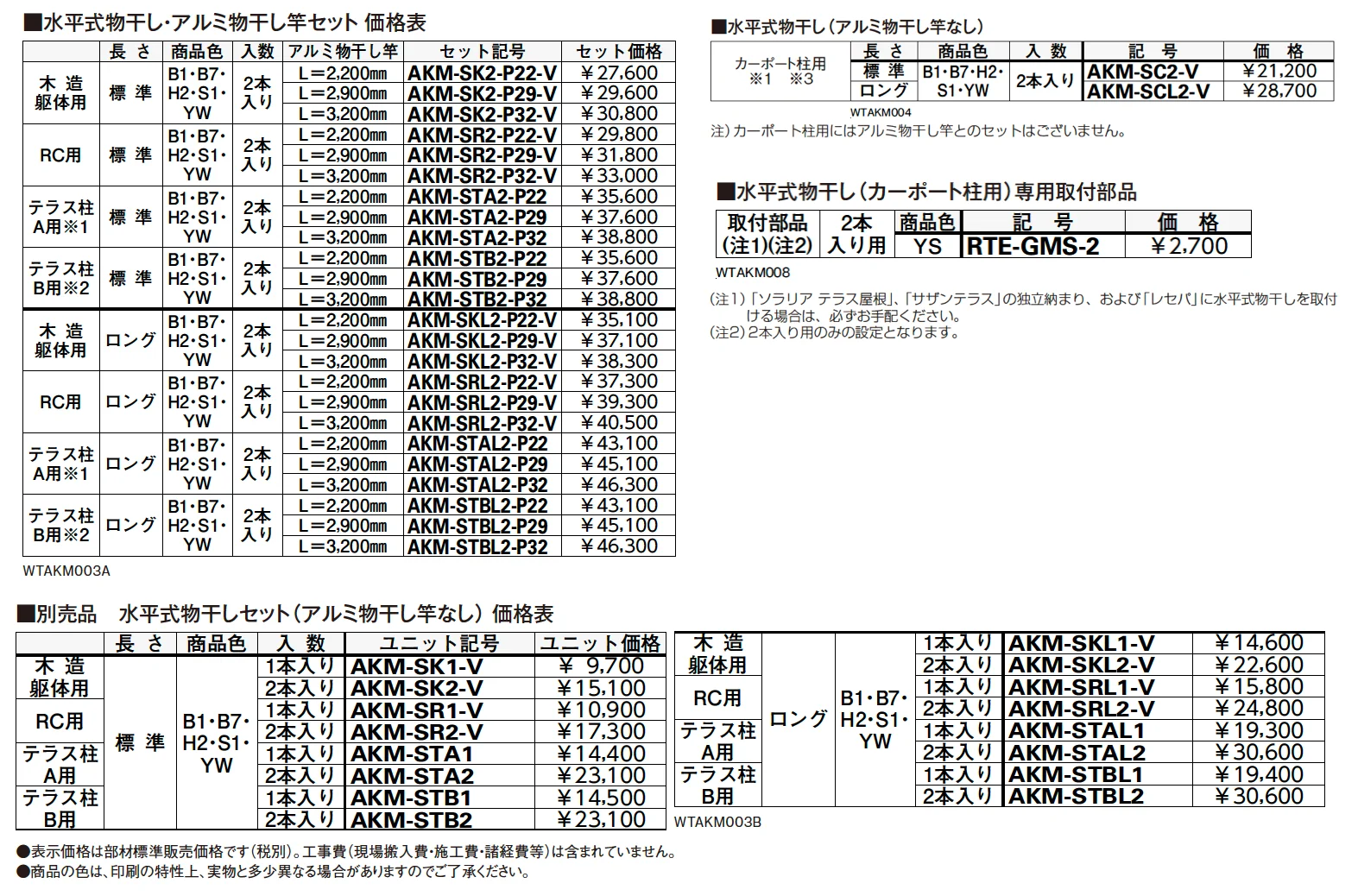 テラス屋根・バルコニー屋根用　水平式物干し【2023年版】_価格_2