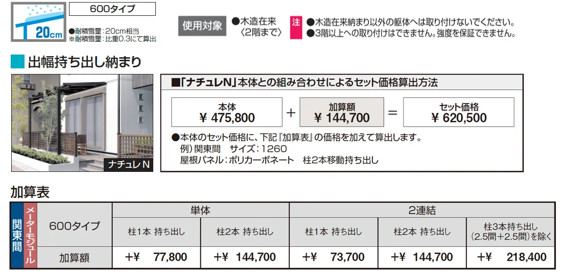 ナチュレN(NN型 600タイプ テラスタイプ/出幅持ち出し納まり)【2025年10月価格改訂版】_価格_1