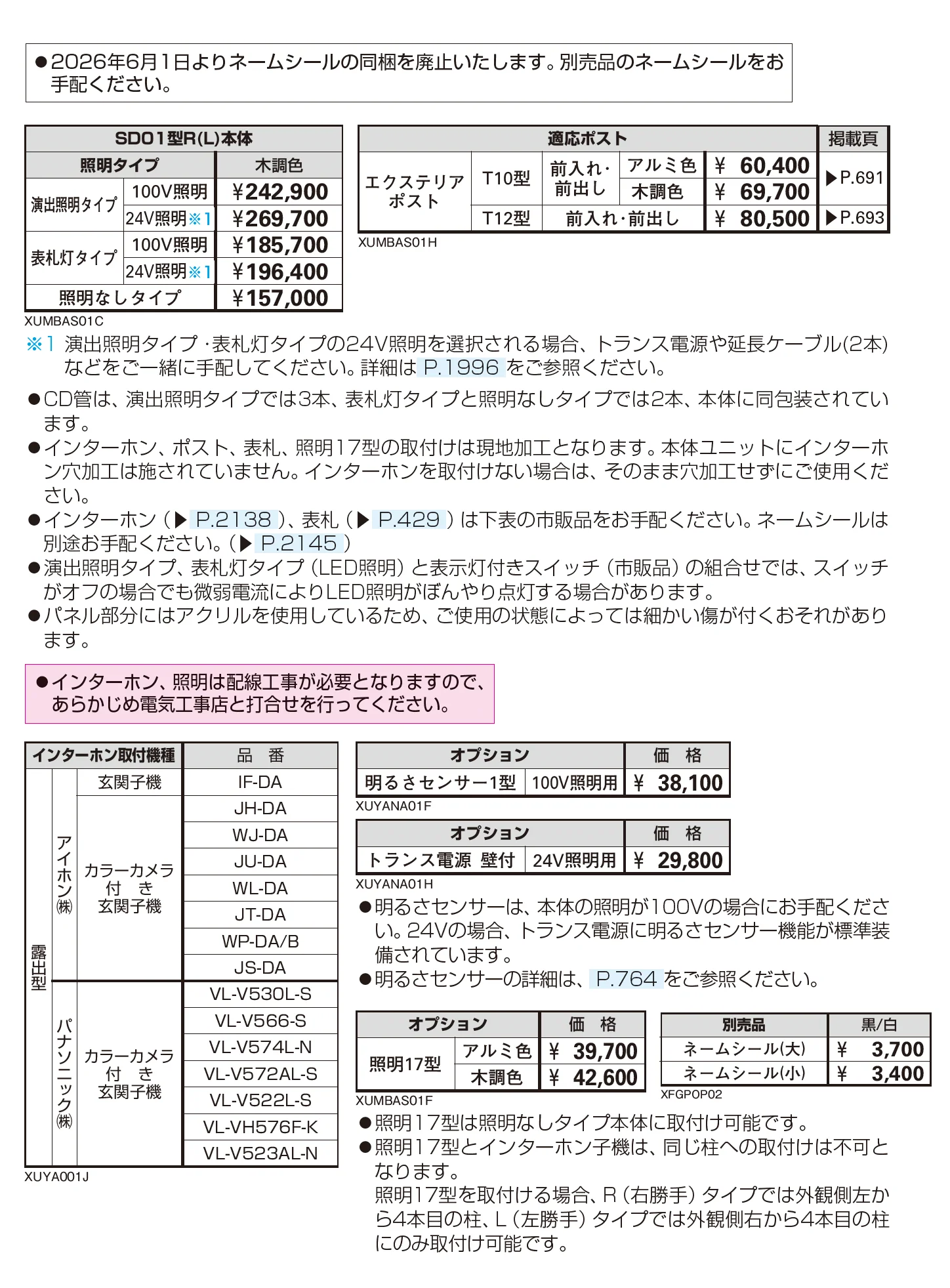 ルシアス ウォール SD01型_価格_2