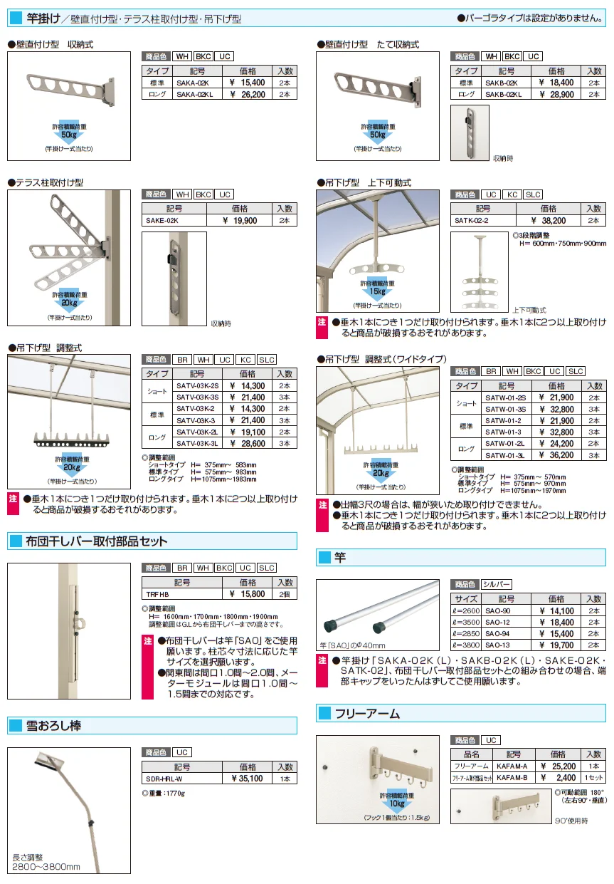 ナチュレP(前面パネル 二段仕様 テラス柱直付け式 パーゴラタイプ 壁付け納まり)【2024年版】_価格_4