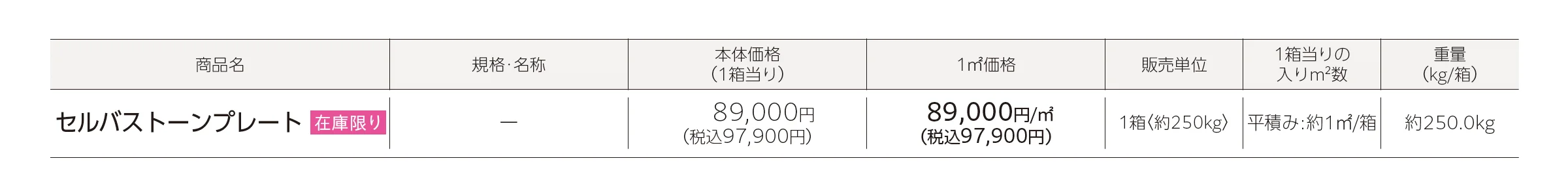 セルバストーンプレート_価格_1