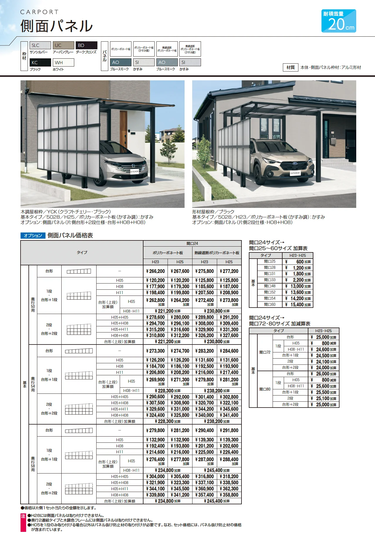 スカイリード 両側支持タイプ(耐積雪量20cm仕様：2台用基本・奥行連結・奥行片寄せ・柱間口方向移動)【2026年3月版】_価格_2