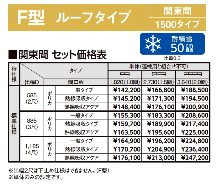 スピーネ F型 ルーフタイプ 関東間【2023年版】_価格_1