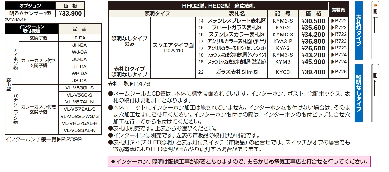 エクステリアポストT9型、T9R(L)型取付用ルシアス ポストユニット HE02型【2023年版】_価格_2