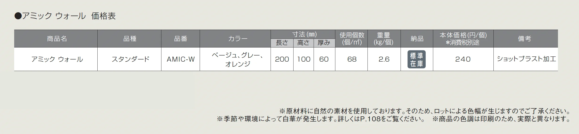 アミック ウォール【2025年版】【廃番】_価格_1