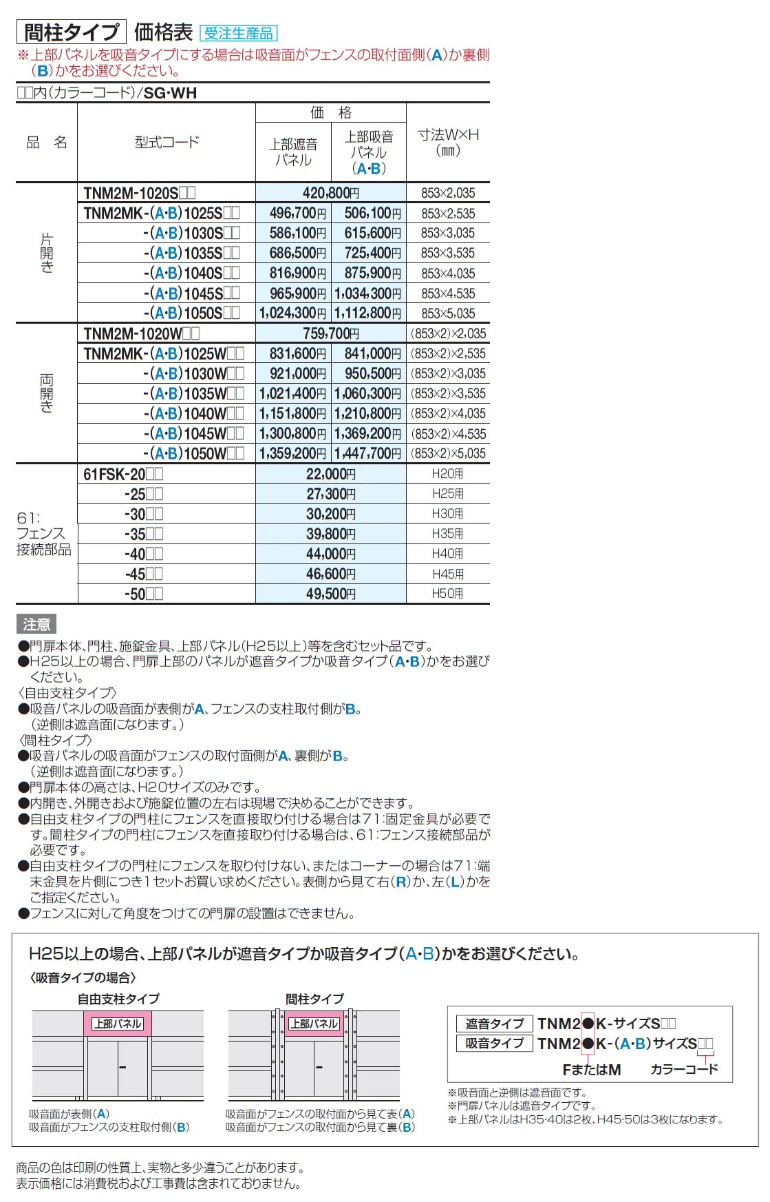 門扉 TNM2型 遮音タイプ(間柱タイプ)【2024年版】_価格_1